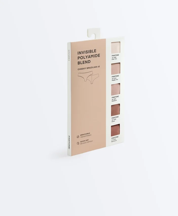 5 chiloți brazilieni invizibili din amestec de poliamidă Pantone™ 5 chiloți brazilieni invizibili din amestec de poliamidă Pantone™
