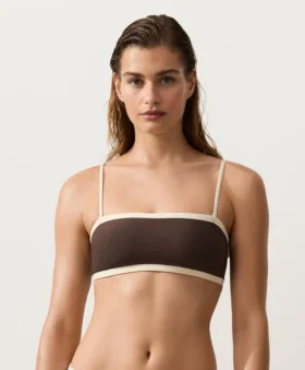 Bikini bandeau cu bordură contrastantă Bikini bandeau cu bordură contrastantă