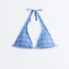 Bikinis cu guler halter din țesătură în carouri Bikinis cu guler halter din țesătură în carouri