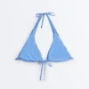 Bikinis cu guler halter din țesătură în carouri Bikinis cu guler halter din țesătură în carouri