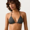 Bikinis triunghiuliari din jacquard cu efect spălat Bikinis triunghiuliari din jacquard cu efect spălat