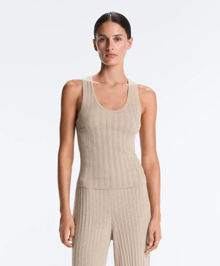 Bluză ajustată din tricot cu nervuri Bluză ajustată din tricot cu nervuri