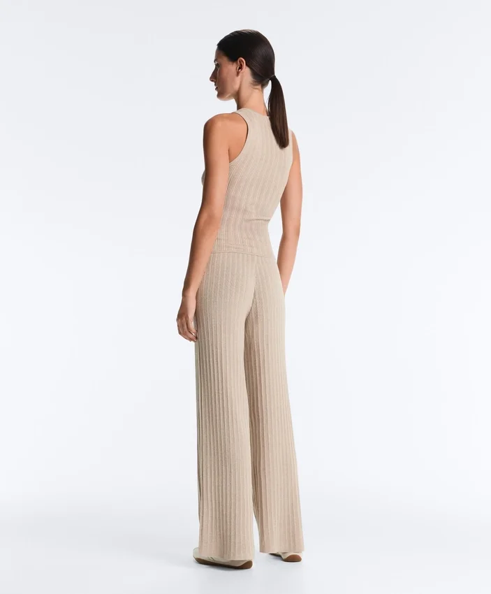 Bluză ajustată din tricot cu nervuri Bluză ajustată din tricot cu nervuri