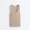 Bluză ajustată din tricot cu nervuri Bluză ajustată din tricot cu nervuri