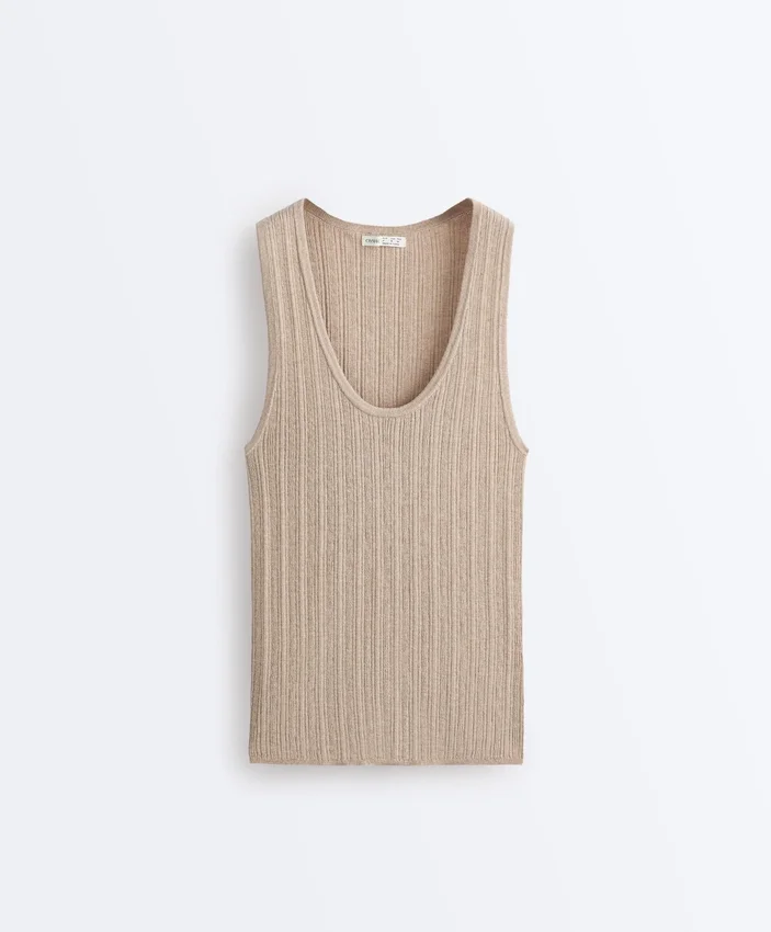 Bluză ajustată din tricot cu nervuri Bluză ajustată din tricot cu nervuri