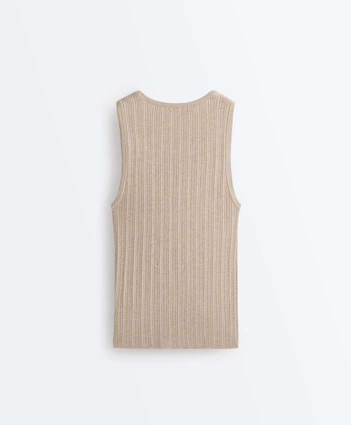 Bluză ajustată din tricot cu nervuri Bluză ajustată din tricot cu nervuri