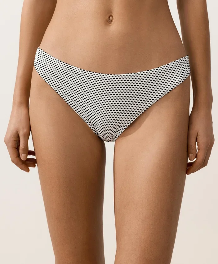 Chiloți clasici de bikini din țesătură jacquard cu buline Chiloți clasici de bikini din țesătură jacquard cu buline