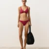 Top de bikini cu guler halter din jacquard geometric Top de bikini cu guler halter din jacquard geometric