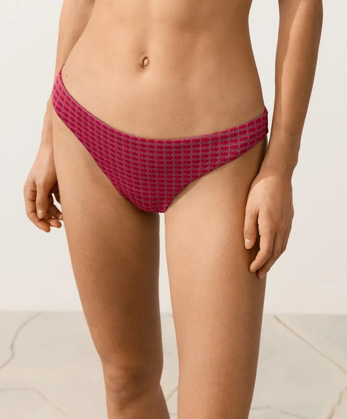 Chiloți clasici de bikini din jacquard geometric Chiloți clasici de bikini din jacquard geometric