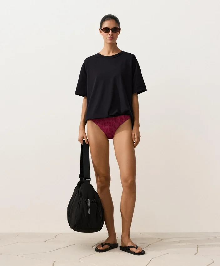Chiloți clasici de bikini din jacquard geometric Chiloți clasici de bikini din jacquard geometric