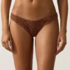 Chiloți de bikini brazilian cu decupaj în U și țesătură șifonată Chiloți de bikini brazilian cu decupaj în U și țesătură șifonată