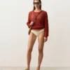 Chiloți de bikini brazilian cu decupaj în U și țesătură șifonată Chiloți de bikini brazilian cu decupaj în U și țesătură șifonată