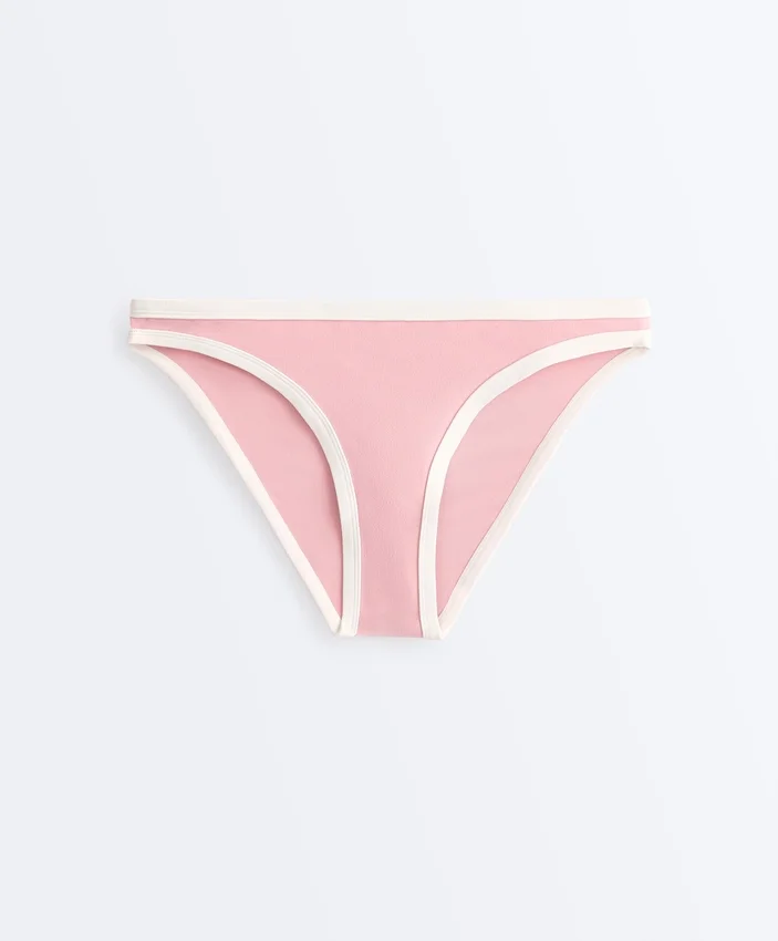 Chiloți de bikini clasici cu bordură contrastantă Chiloți de bikini clasici cu bordură contrastantă