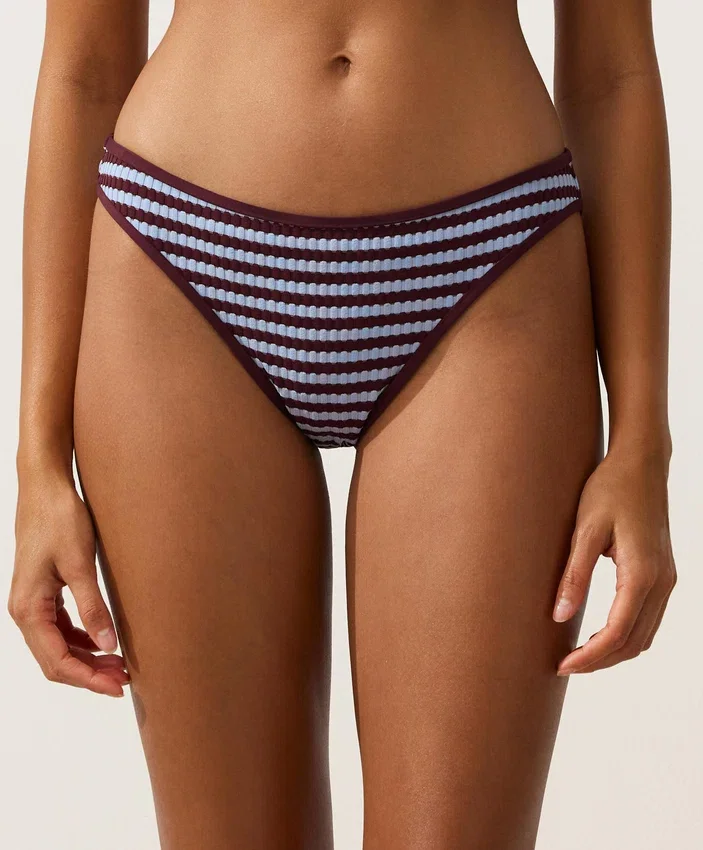 Chiloți de bikini clasici cu dungi texturate Chiloți de bikini clasici cu dungi texturate