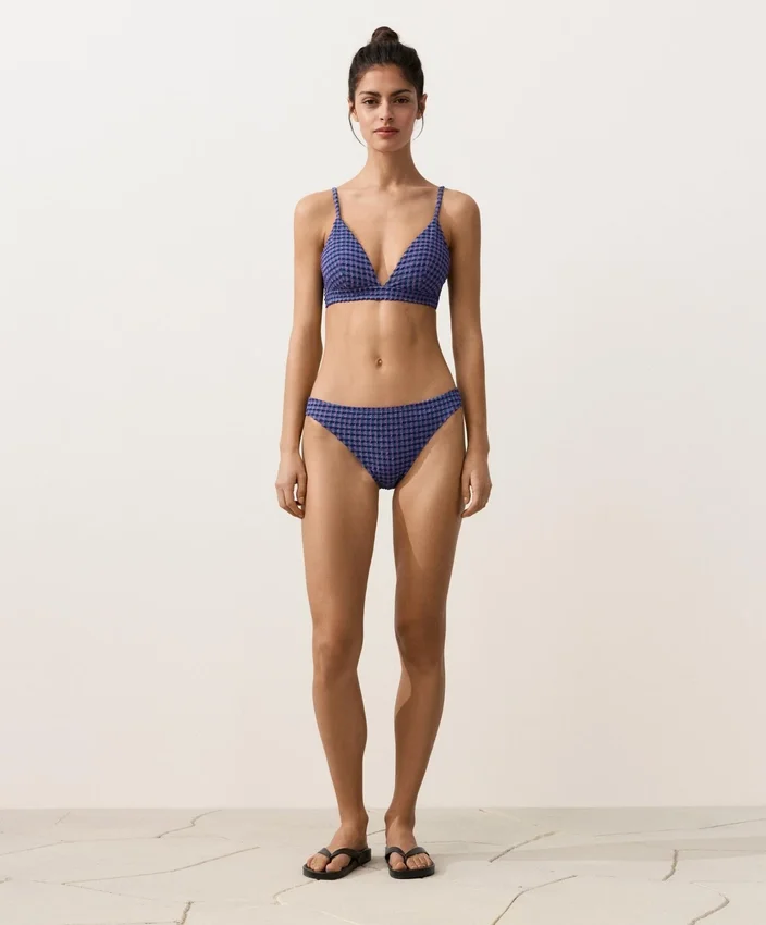 Chiloți de bikini clasici cu imprimeu în carouri Chiloți de bikini clasici cu imprimeu în carouri