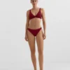 Top de bikini cu gât halter din țesătură Jacquard cu carouri mini