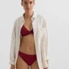 Top de bikini cu gât halter din țesătură Jacquard cu carouri mini