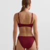 Top de bikini cu gât halter din țesătură Jacquard cu carouri mini