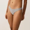 Chiloți de bikini cu acoperire medie, cu decupaj în U și dungi Chiloți de bikini cu acoperire medie, cu decupaj în U și dungi