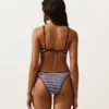 Chiloți de bikini cu acoperire medie, cu decupaj în U și dungi texturate Chiloți de bikini cu acoperire medie, cu decupaj în U și dungi texturate