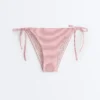 Chiloți de bikini cu acoperire medie, cu dungi și legături Chiloți de bikini cu acoperire medie, cu dungi și legături