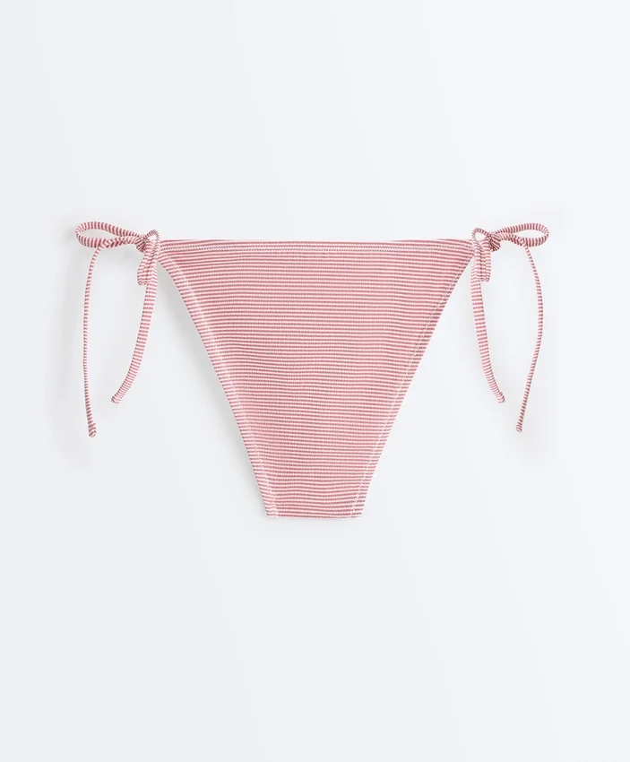 Chiloți de bikini cu acoperire medie, cu dungi și legături Chiloți de bikini cu acoperire medie, cu dungi și legături