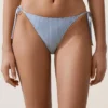 Chiloți de bikini cu acoperire medie, cu dungi texturate și legături Chiloți de bikini cu acoperire medie, cu dungi texturate și legături