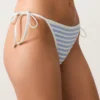 Chiloți de bikini cu acoperire medie, cu dungi texturate și legături Chiloți de bikini cu acoperire medie, cu dungi texturate și legături