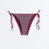 Chiloți de bikini cu acoperire medie, cu dungi texturate și legături Chiloți de bikini cu acoperire medie, cu dungi texturate și legături