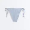 Chiloți de bikini cu acoperire medie, cu dungi texturate și legături Chiloți de bikini cu acoperire medie, cu dungi texturate și legături