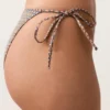 Chiloți de bikini cu acoperire medie, cu imprimeu mini metalic și legături Chiloți de bikini cu acoperire medie, cu imprimeu mini metalic și legături