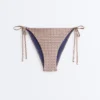 Chiloți de bikini cu acoperire medie, cu imprimeu mini metalic și legături Chiloți de bikini cu acoperire medie, cu imprimeu mini metalic și legături