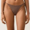 Chiloți de bikini cu acoperire medie, cu legături și imprimeu cu buline mici Chiloți de bikini cu acoperire medie, cu legături și imprimeu cu buline mici