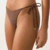 Chiloți de bikini cu acoperire medie, cu legături și imprimeu cu buline mici Chiloți de bikini cu acoperire medie, cu legături și imprimeu cu buline mici