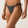 Chiloți de bikini cu acoperire medie și legături, din țesătură jacquard cu efect spălat Chiloți de bikini cu acoperire medie și legături, din țesătură jacquard cu efect spălat