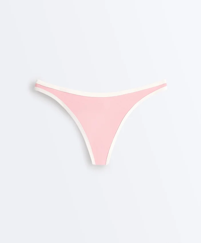 Chiloți de bikini cu decupaj în U și acoperire medie, cu bordură contrastantă Chiloți de bikini cu decupaj în U și acoperire medie, cu bordură contrastantă