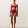 Chiloți de bikini cu talie înaltă și textură tip waffle Chiloți de bikini cu talie înaltă și textură tip waffle