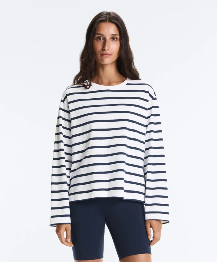 Cămășă boxy oversize din amestec de bumbac, cu mâneci lungi și imprimeu cu dungi Cămășă boxy oversize din amestec de bumbac, cu mâneci lungi și imprimeu cu dungi