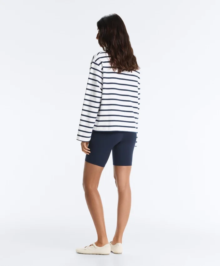 Cămășă boxy oversize din amestec de bumbac, cu mâneci lungi și imprimeu cu dungi Cămășă boxy oversize din amestec de bumbac, cu mâneci lungi și imprimeu cu dungi