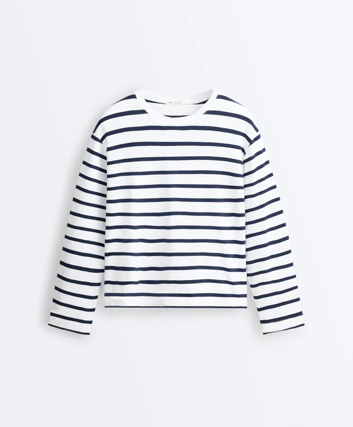Cămășă boxy oversize din amestec de bumbac, cu mâneci lungi și imprimeu cu dungi Cămășă boxy oversize din amestec de bumbac, cu mâneci lungi și imprimeu cu dungi