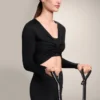 Cămășă cu mâneci lungi, cu nod, din amestec de lyocell, cu poziții multiple