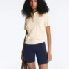 Cămășă de polo cu mâneci scurte din tricot ajurat Cămășă de polo cu mâneci scurte din tricot ajurat