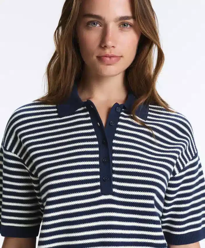 Cămășă de tricot cu dungi, 100% bumbac Cămășă de tricot cu dungi, 100% bumbac