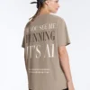 Cămășă dreptă, cu mâneci scurte, din amestec de bumbac, cu slogan Cămășă dreptă, cu mâneci scurte, din amestec de bumbac, cu slogan
