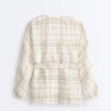Cămășă kimono din amestec de in și lyocell cu imprimeu în carouri Cămășă kimono din amestec de in și lyocell cu imprimeu în carouri