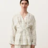 Cămășă kimono din amestec de in și lyocell cu imprimeu în carouri Cămășă kimono din amestec de in și lyocell cu imprimeu în carouri