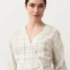 Cămășă kimono din amestec de in și lyocell cu imprimeu în carouri Cămășă kimono din amestec de in și lyocell cu imprimeu în carouri
