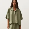 Cămășă oversize cu mâneci scurte, 100% in Cămășă oversize cu mâneci scurte, 100% in
