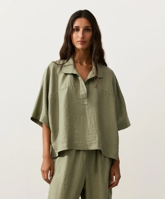 Cămășă oversize cu mâneci scurte, 100% in Cămășă oversize cu mâneci scurte, 100% in