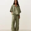 Cămășă oversize cu mâneci scurte, 100% in Cămășă oversize cu mâneci scurte, 100% in